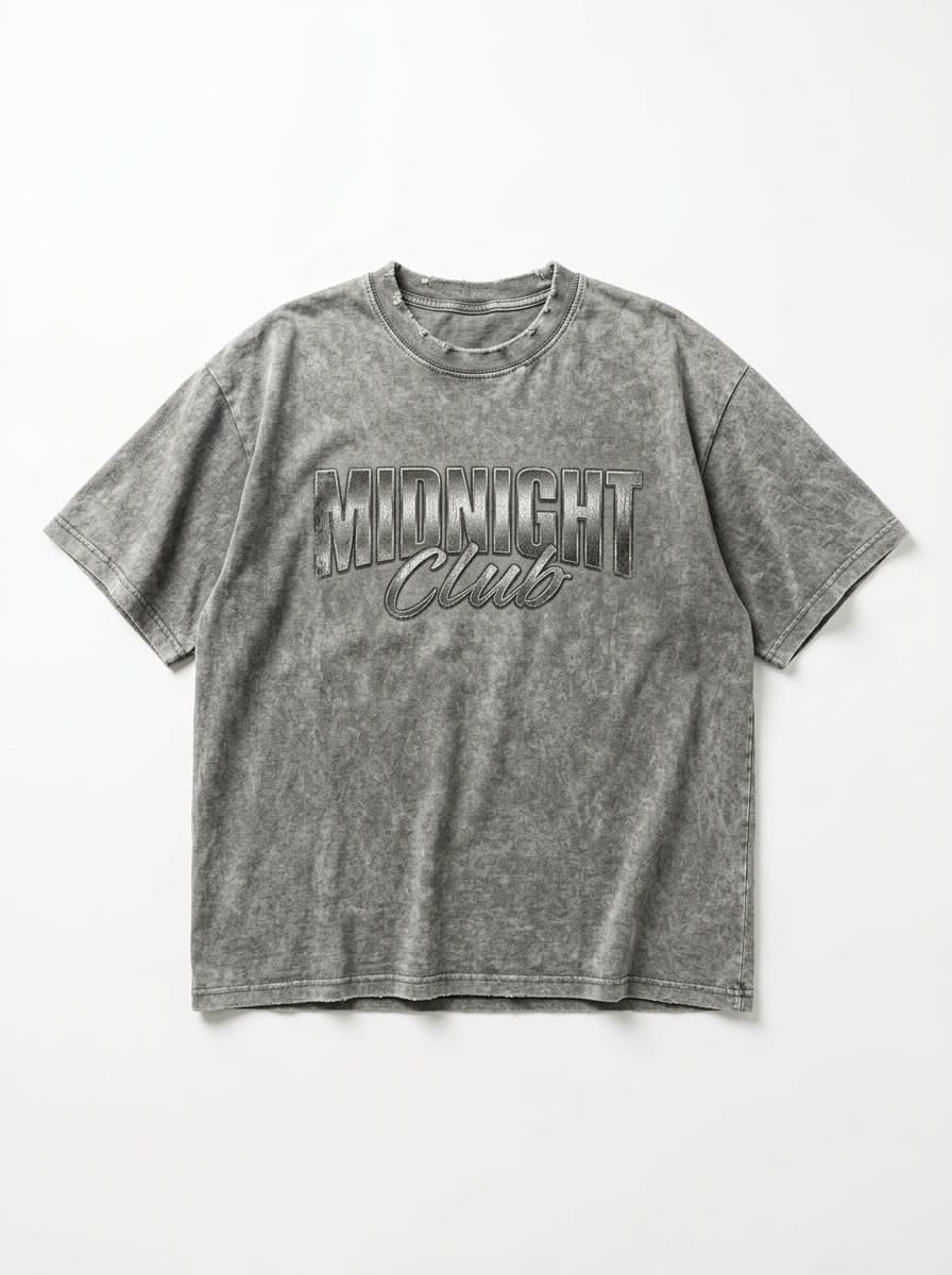 Midnight tee graphic and fabric detail